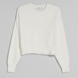 Bershka Crew Neck Sweater in White, size US S
